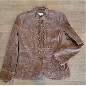 Vintage Vibe Brown Suede Genuine Leather jacket Small Petite